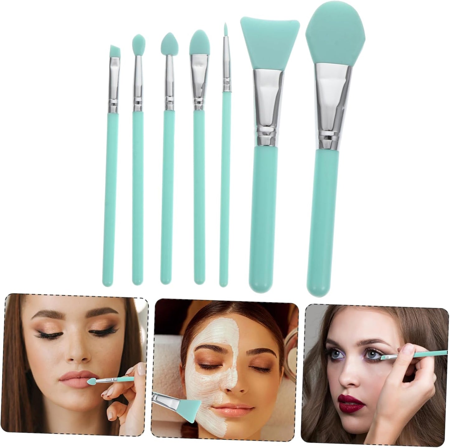 14Pcs Silicone Facial Mask Makeup Brush Brush Non-Absorbent Head for Foundation Lip Eye Makeup Skin-Friendly Easy to Clean