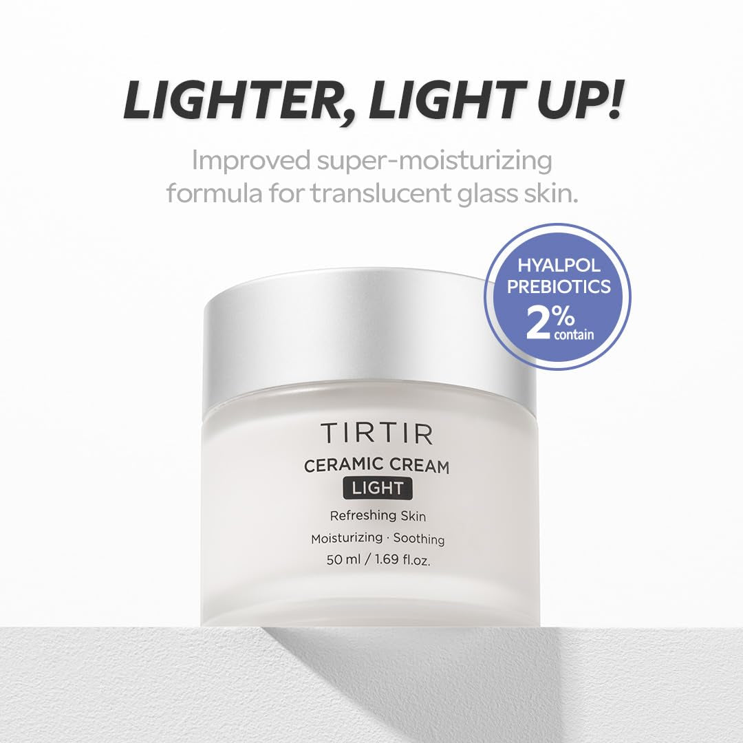 Ceramic Cream Light | Deep Moisturizer for Glass Skin, Polyglutamic Acid, Centella Asiatica Extract, Skin Barrier, Lightweight, Mild, Nature Derived Ingredients, Dry Skin, Korean Skincare