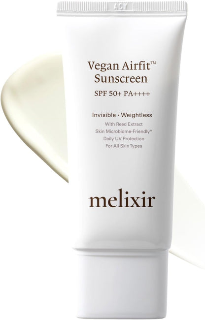 Vegan Airfit™ Sunscreen SPF 50+ PA++++, Korean Face Sun Lotion, Moisturizing Daily Protection for Sensitive Skin, No White Cast, Lightweight, Soothing & Hydrating Skincare, Reef Safe (50Ml)