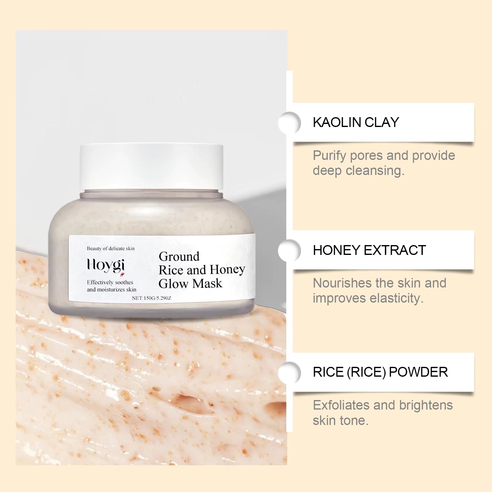 Revitalize Your Skin with the Hoygi Rice Raw Pulp Moisturizing Mask - Fade Dark Spots & Hydrate for Sensitive Skin