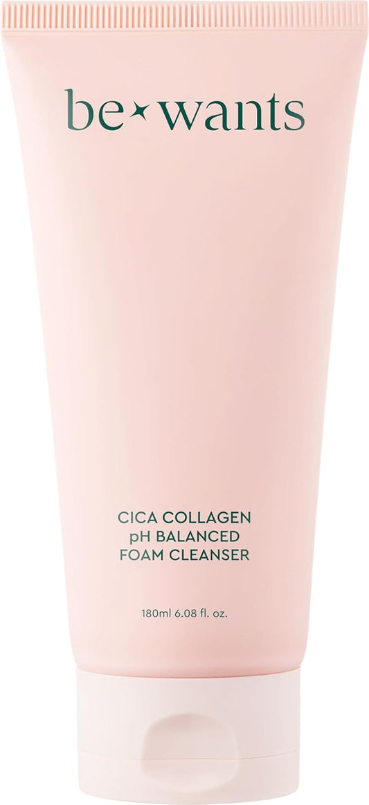 Bewants Hydrating Facial Cleanser, Ph-Balanced Foaming Face Wash for Sensitive Skin – Gentle Daily Cleansing with 32% Centella Asiatica & Collagen, 6.09 Fl Oz