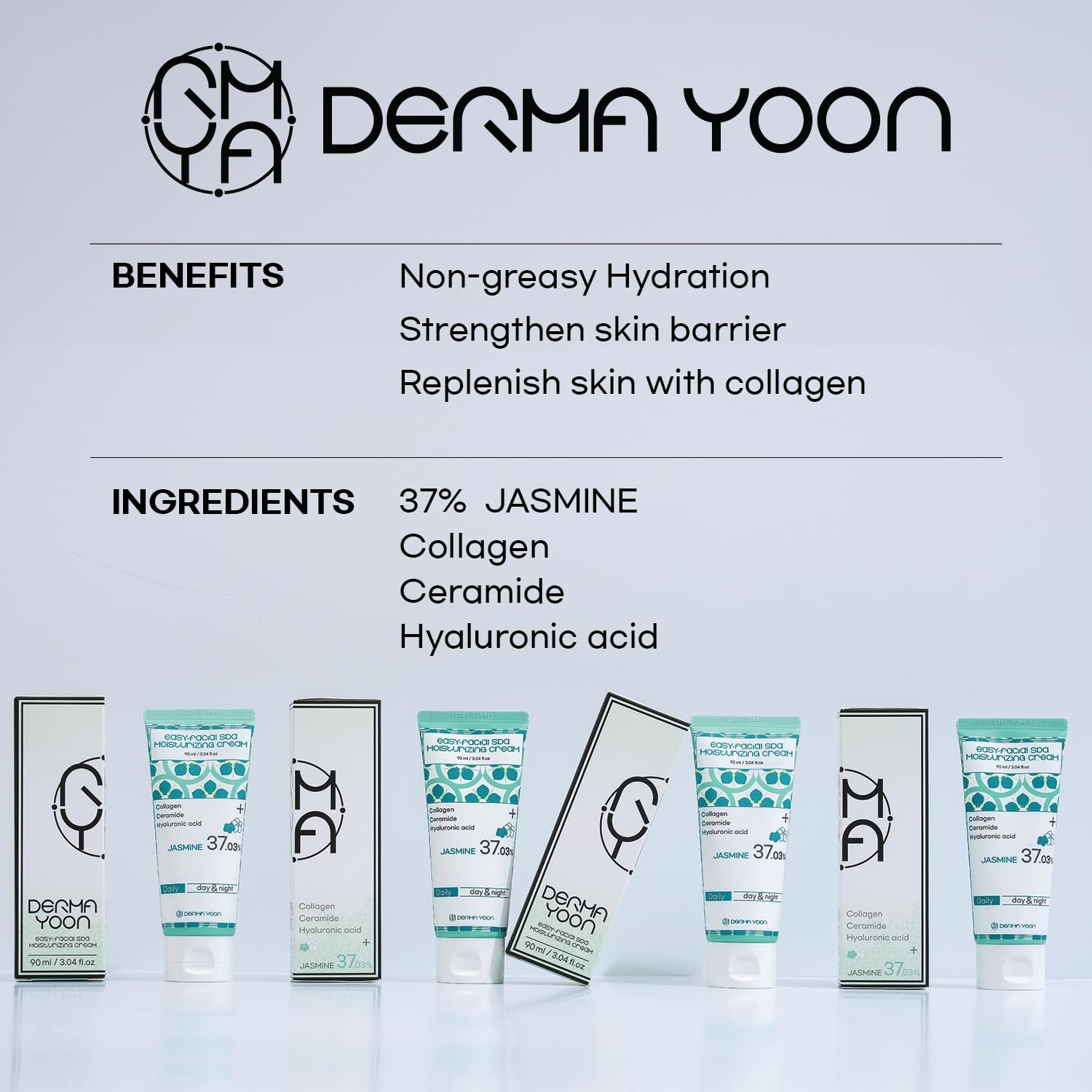 Jasmine 37% Daily Moisturizer, Face Cream, 3 Ounce, Easy-Facial Spa Moisturizing Cream, 90Ml, Korean Skincare