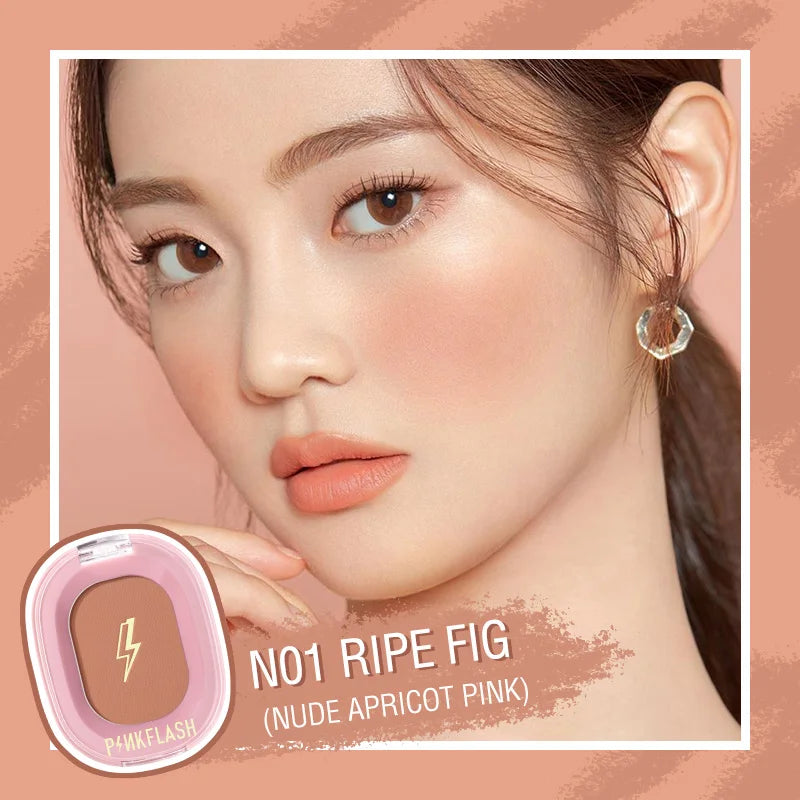 PINKFLASH Makeup Blush Matte Sun-Finish Long Lasting Face Blusher Contour Powder Beauty Peach Pink Korean Makeup Blush