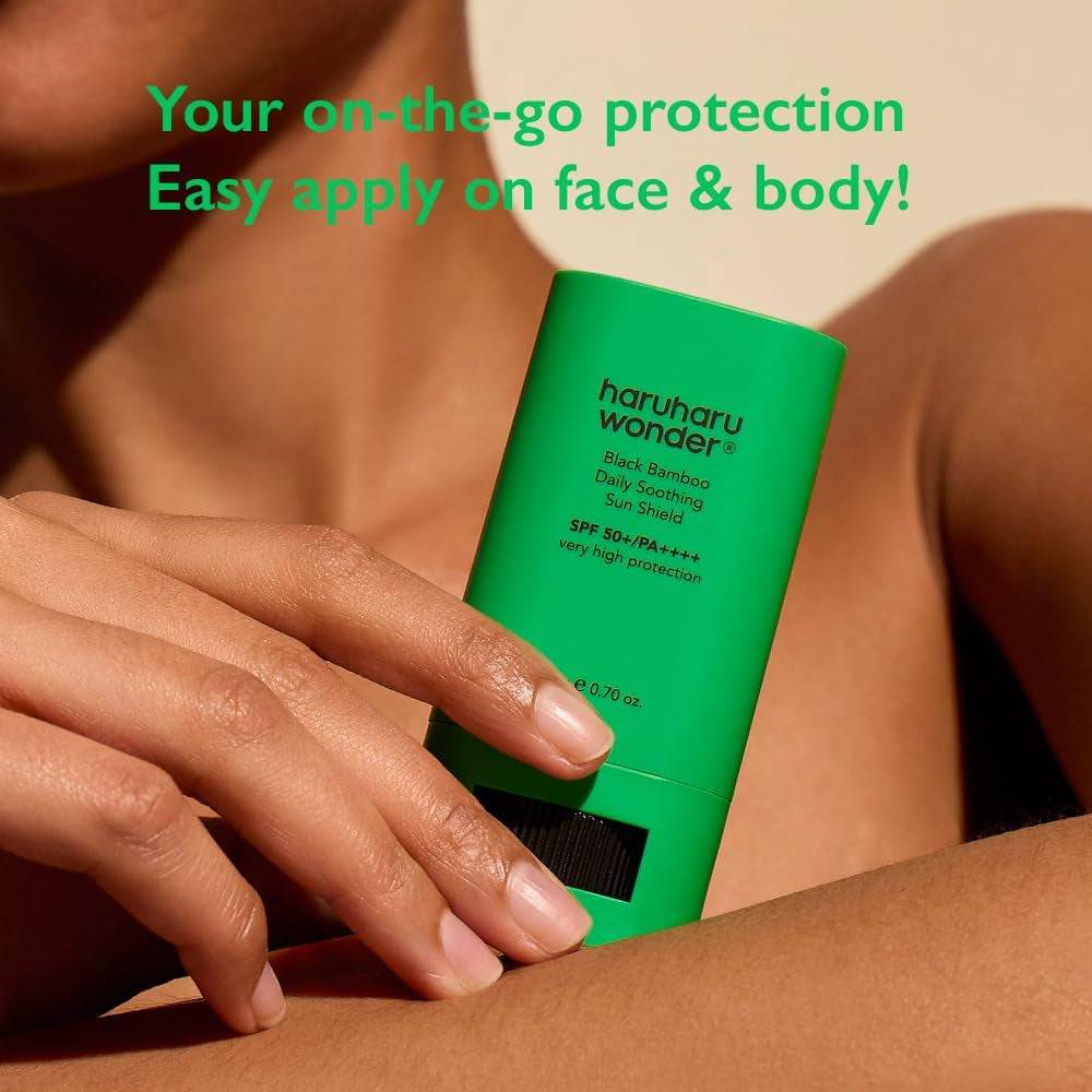 Wonder Black Bamboo Daily Soothing Sun Shield, SPF 50+ PA++++, UVA & UVB Protection, Lightweight, Pocket-Sized, No White Cast, for Face & Body, Korean Sunscreen, Sun Cream Stick, Vegan, 20G