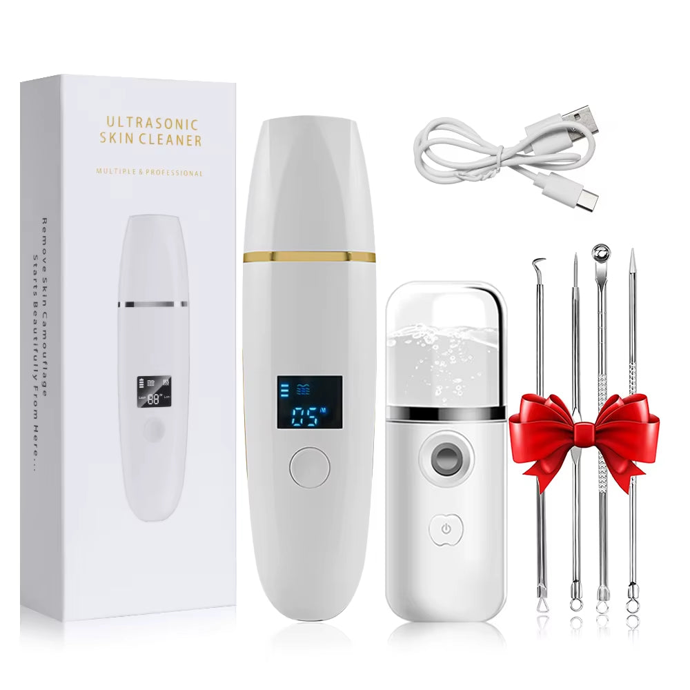 Ultrasonic Skin Scrubber Remover Blackhead Ultrasonic Peeling Facial Scrubber Shovel Deep Cleaning Face Lifting Remove Pore Acne