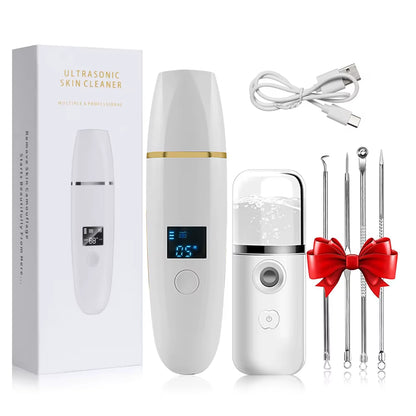 Ultrasonic Skin Scrubber Remover Blackhead Ultrasonic Peeling Facial Scrubber Shovel Deep Cleaning Face Lifting Remove Pore Acne