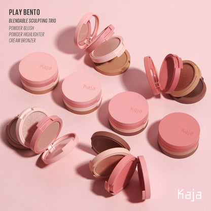 3-In-1 Blendable Sculpting Trio - Play Bento | with Mango Seed Butter, Cream Bronzer, Powder Blush, and Highlighter, 02 Cloud Latte