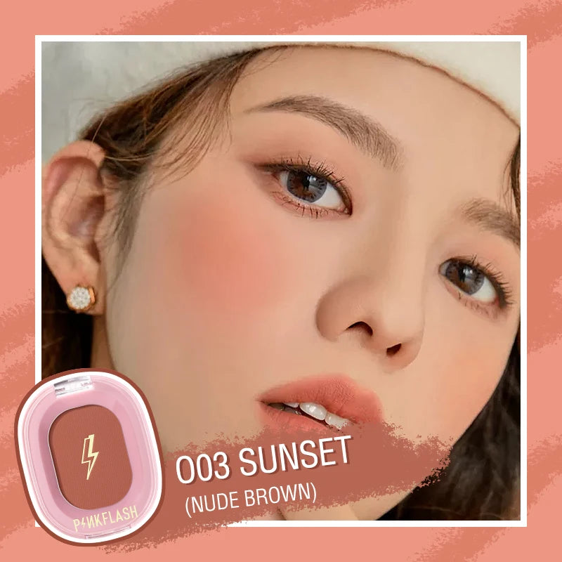 PINKFLASH Makeup Blush Matte Sun-Finish Long Lasting Face Blusher Contour Powder Beauty Peach Pink Korean Makeup Blush