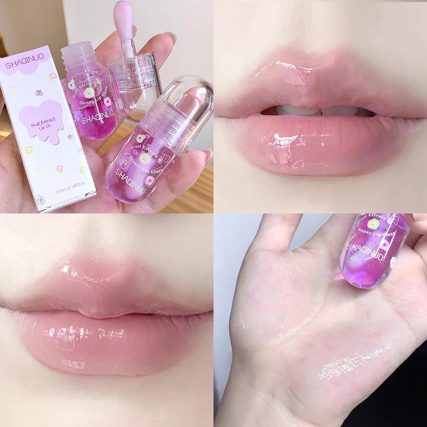 Moisturizing Fruit Lip Oil Transparent Jelly Water Light Lip Gloss Korean Sexy Clear Lips Tint Plumping Korean Lip Care Makeup