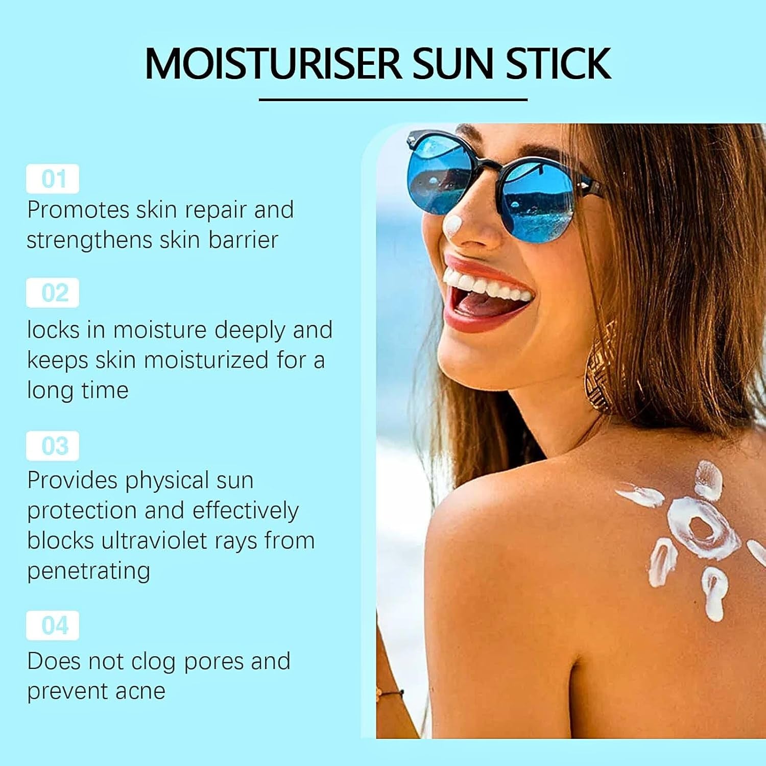 Sunblock Stick SPF 50 PA+++, Sun Cream SPF50+ for Face & Body, Waterproof Sun Stick, High Protection Travel Size Sun Cream (Blue Size, Sun Protection Factor (SPF), 50)