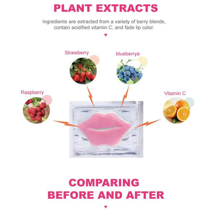 10Pcs Beauty Super Lip Plumper Pink Crystal Collagen Lip Mask Patches Moisturizing Hydrating Lips Korean Cosmetics Skin Care