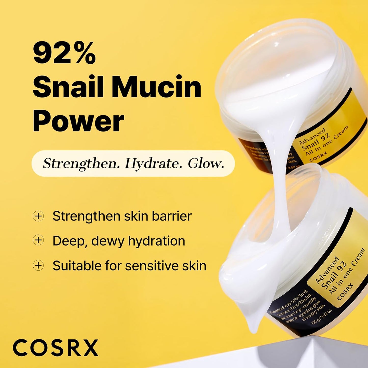 Transform Your Skin with Advanced Snail 92 All-in-One Cream - Ultimate Hydration & Anti-Aging Moisturiser for All Skin Types, 100g