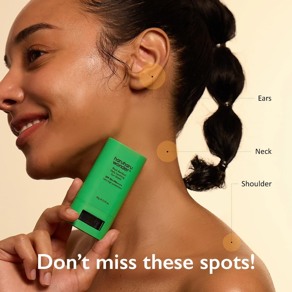 Wonder Black Bamboo Daily Soothing Sun Shield, SPF 50+ PA++++, UVA & UVB Protection, Lightweight, Pocket-Sized, No White Cast, for Face & Body, Korean Sunscreen, Sun Cream Stick, Vegan, 20G