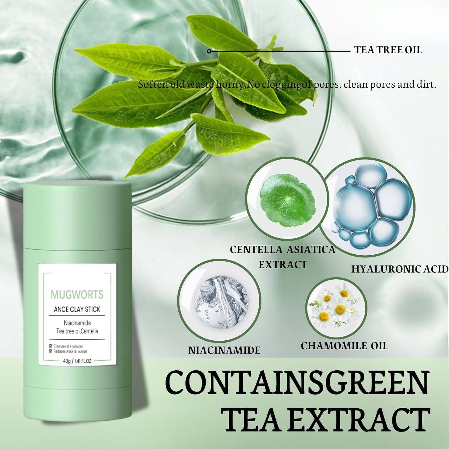 Revitalize Your Skin with the Green Tea Deep Cleanse Mask Stick - Powerful Blackhead Remover & Moisturizer for All Skin Types