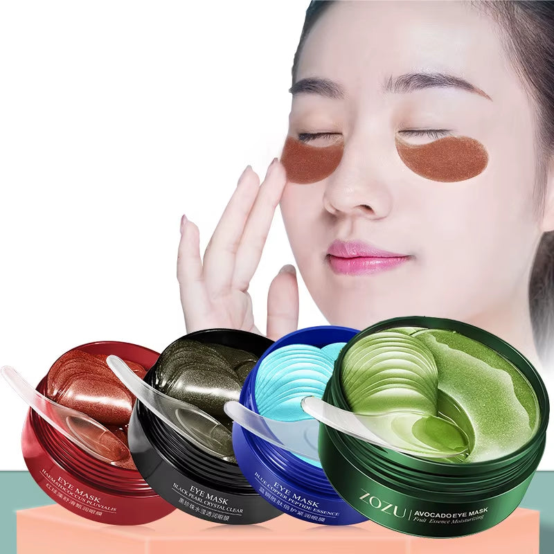 60Pcs Hydrating Moisturizing Eye Mask Cucumber Blueberry Fruit Extract Eye Patches Smoothing Repairing Collagen Korean Cosmetics