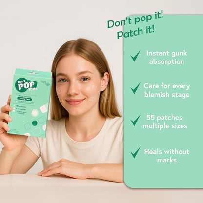 55Count Don'T Pop to Me Blemish Patch, Invisible Spot Cover, Hydrocolloid Acne Patch, Treatment for Breakouts, Absorbs Zits & Blemish, Korean Skin Care (165Pcs (3PK))