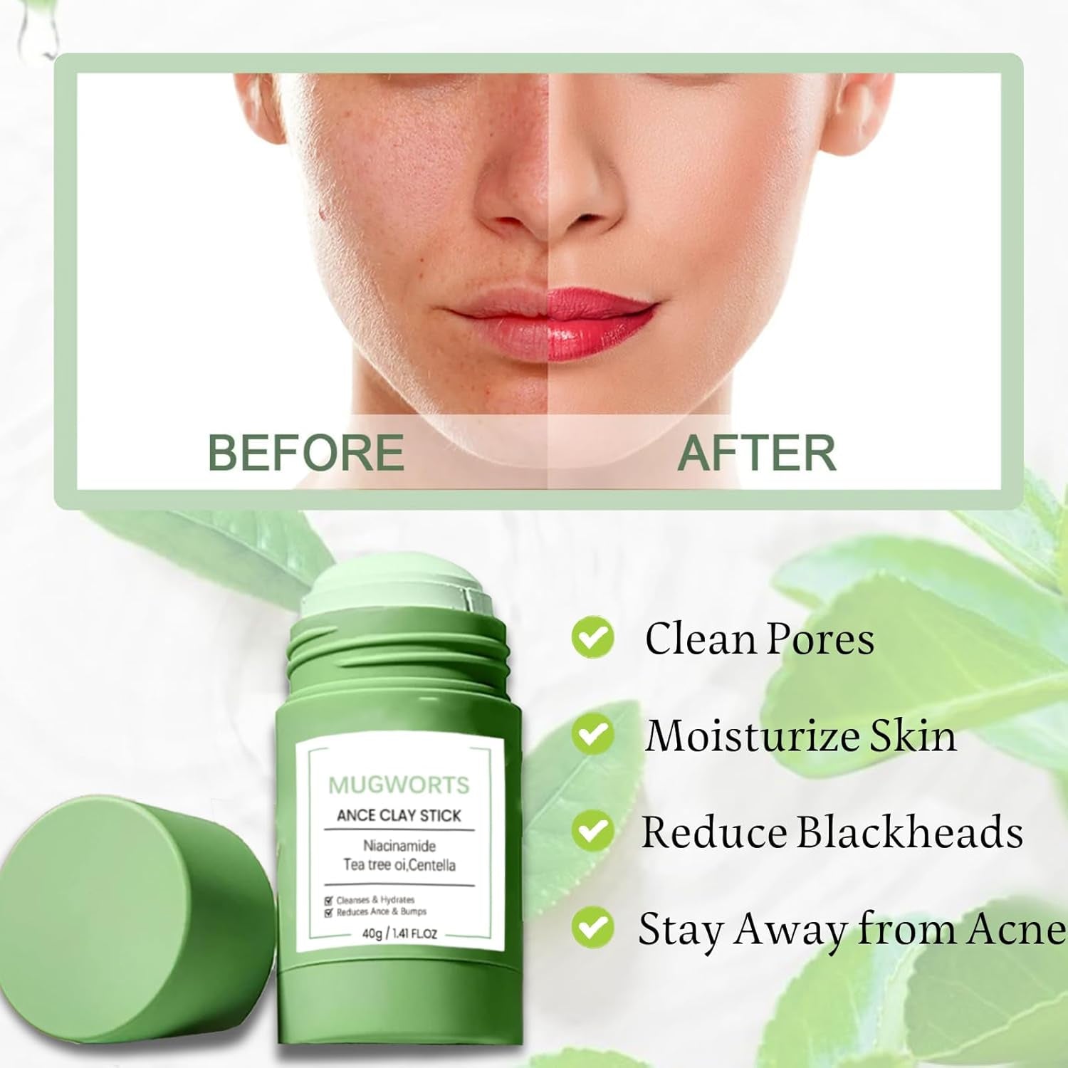 Revitalize Your Skin with the Green Tea Deep Cleanse Mask Stick - Powerful Blackhead Remover & Moisturizer for All Skin Types
