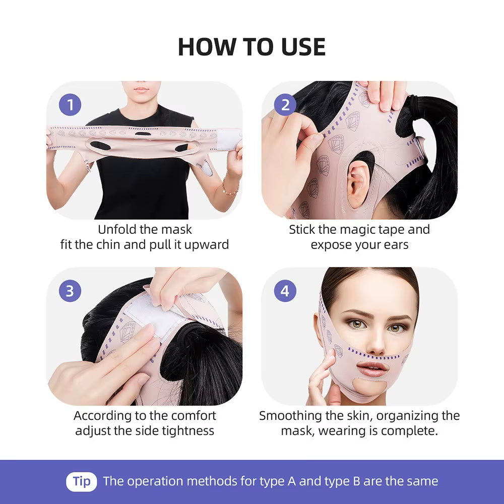 Elevate Your Beauty Routine with the Reusable V-Line Face Slimming Bandage - Achieve a Defined Chin and Cheek Lift for Radiant Skin