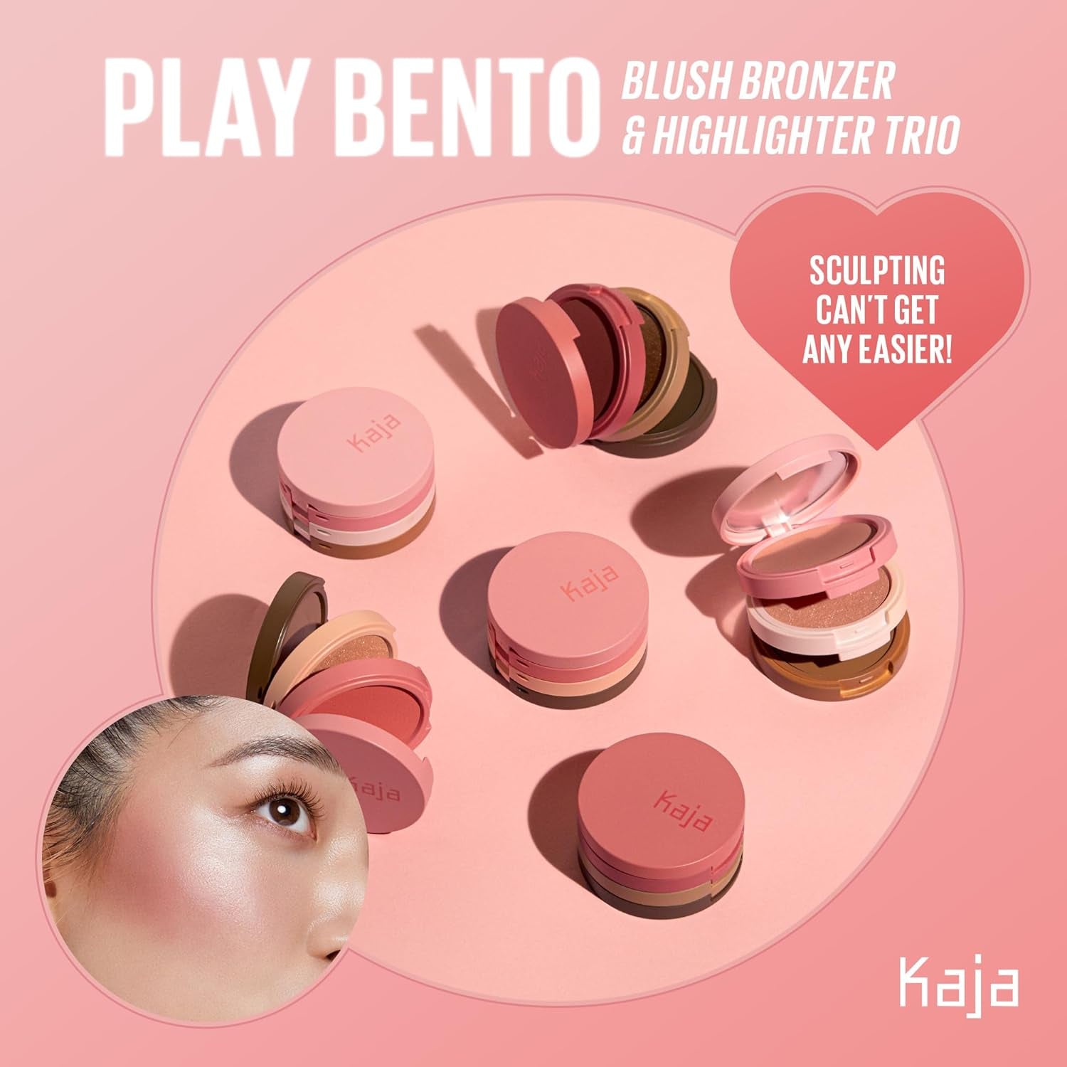 3-In-1 Blendable Sculpting Trio - Play Bento | with Mango Seed Butter, Cream Bronzer, Powder Blush, and Highlighter, 02 Cloud Latte