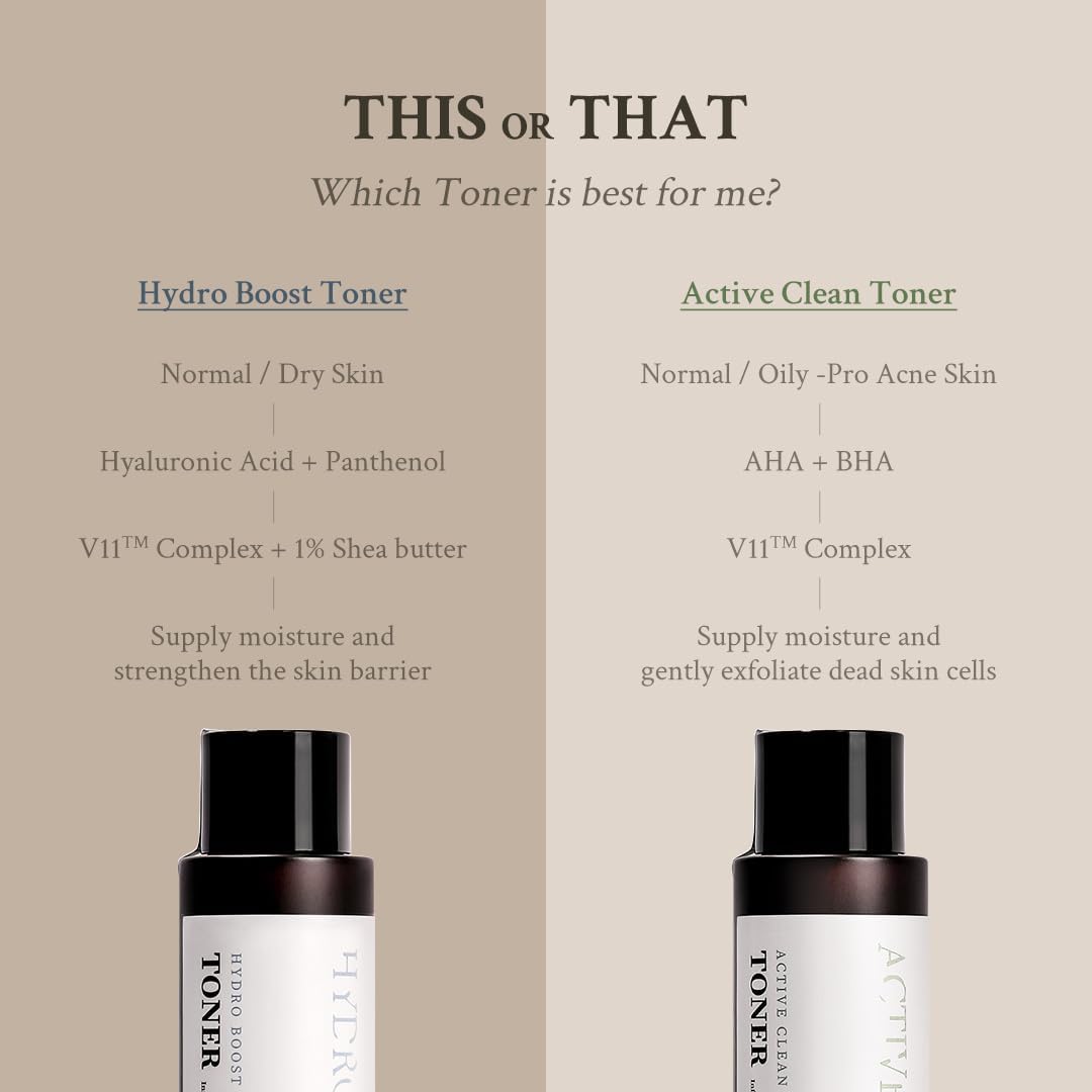 [Village 11 Factory] Active Clean Toner (120 Ml) Korean Skincare - Lightweight Hydrating Lotion - AHA + BHA - for Acne-Prone and Oily Skin - Gentle Ph - Hydrating and Exfoliating Care - Vegan Formula