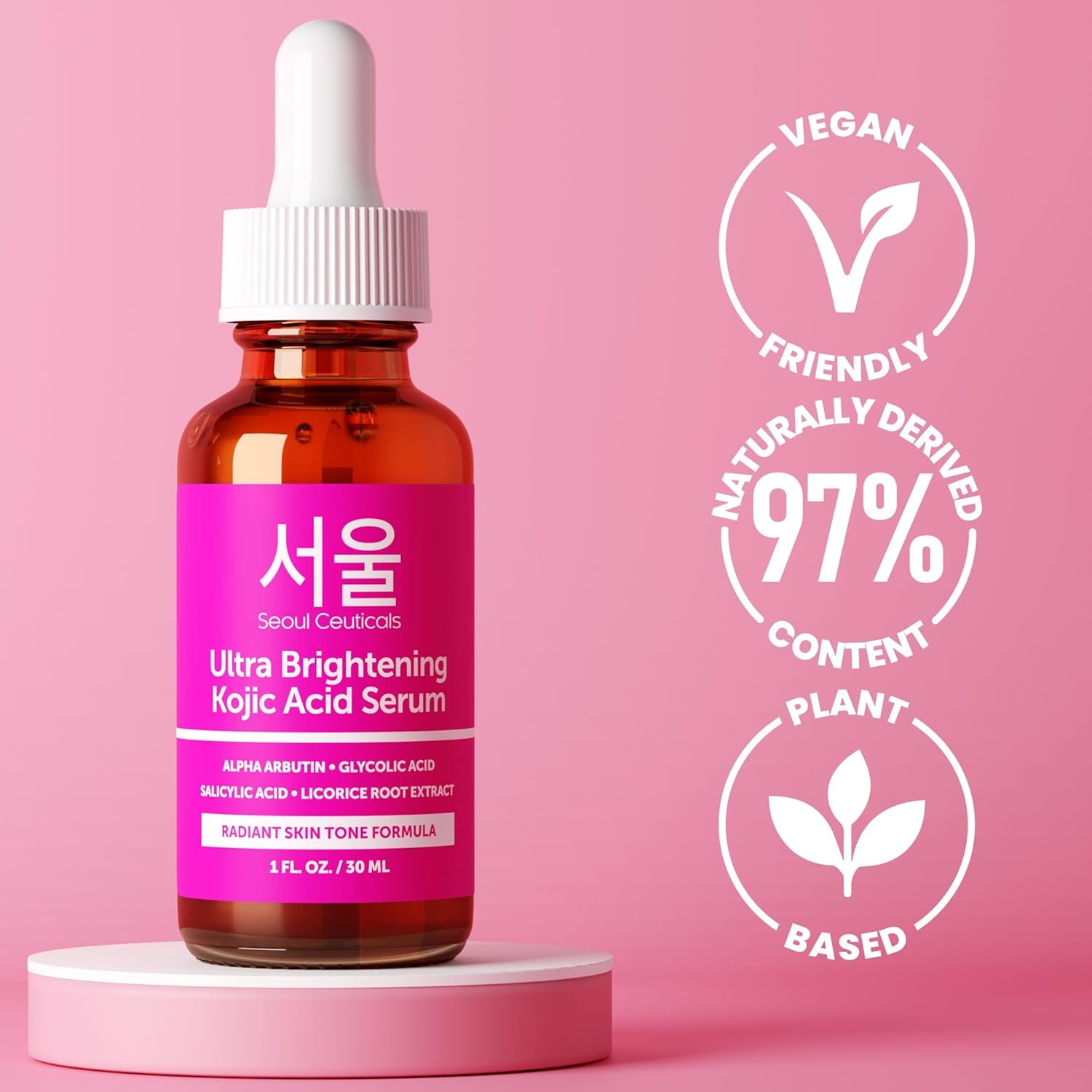 Korean Skin Care Kojic Acid Serum Alpha Arbutin – Dark Spot Remover Corrector Glycolic Acid + Salicylic Acid K Beauty 1Oz