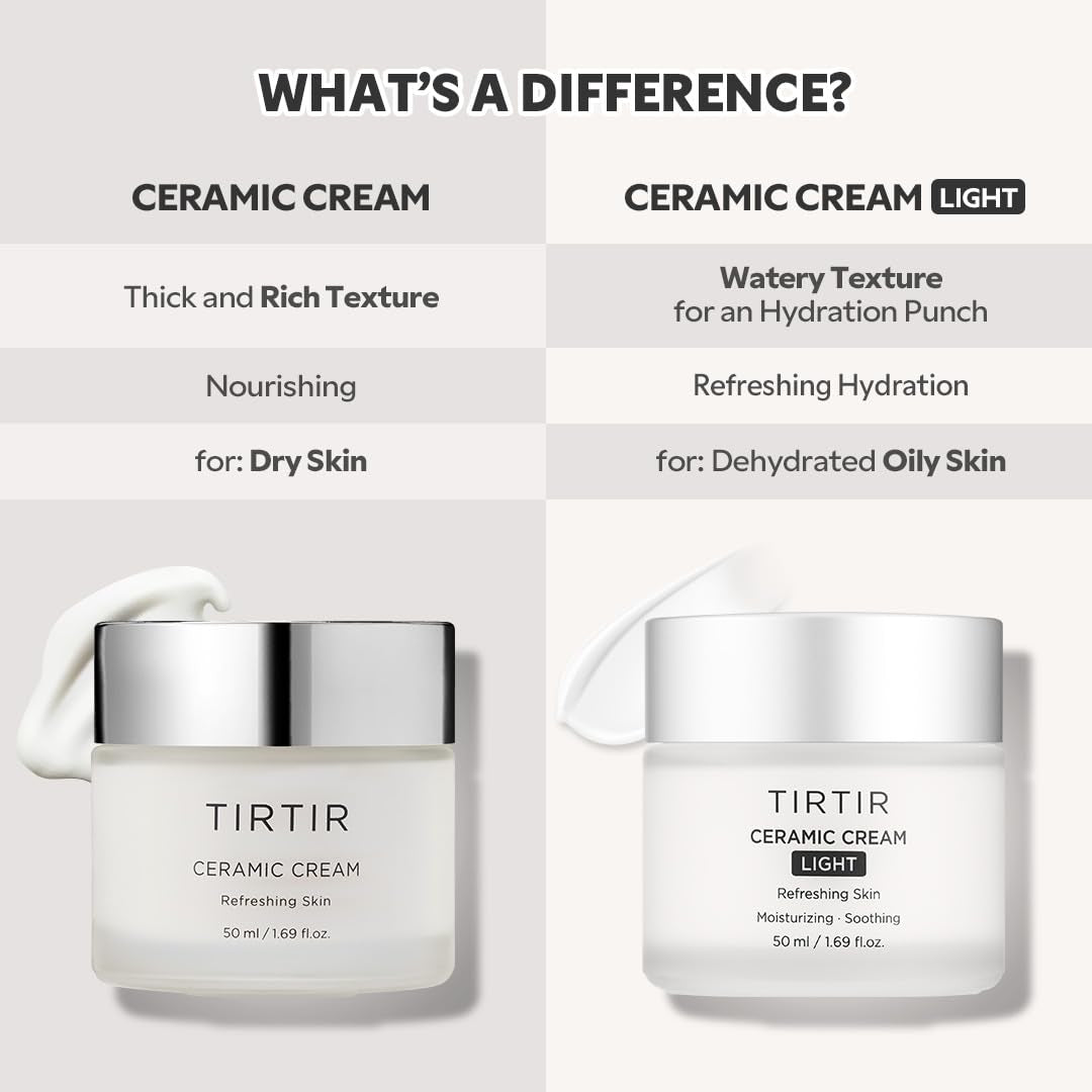 Ceramic Cream Light | Deep Moisturizer for Glass Skin, Polyglutamic Acid, Centella Asiatica Extract, Skin Barrier, Lightweight, Mild, Nature Derived Ingredients, Dry Skin, Korean Skincare