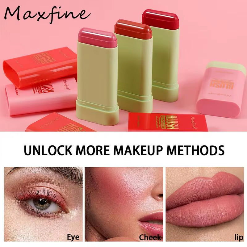 Makeup Blush Stick Waterproof Multi-Purpose Facial Nourishing Blush Stick Cheek Natural Blusher Cute Korean Makeup for Women