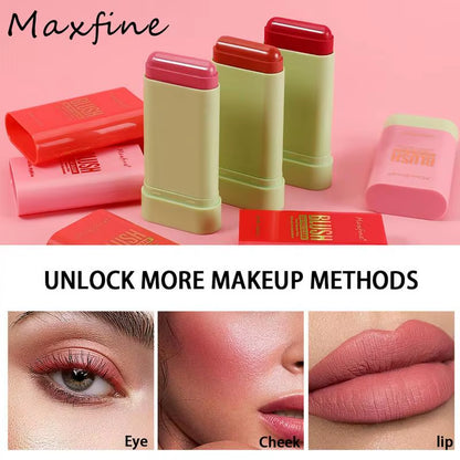 Makeup Blush Stick Waterproof Multi-Purpose Facial Nourishing Blush Stick Cheek Natural Blusher Cute Korean Makeup for Women