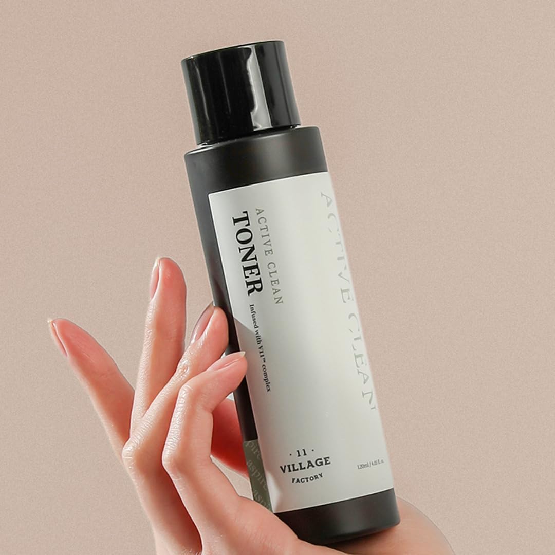 [Village 11 Factory] Active Clean Toner (120 Ml) Korean Skincare - Lightweight Hydrating Lotion - AHA + BHA - for Acne-Prone and Oily Skin - Gentle Ph - Hydrating and Exfoliating Care - Vegan Formula