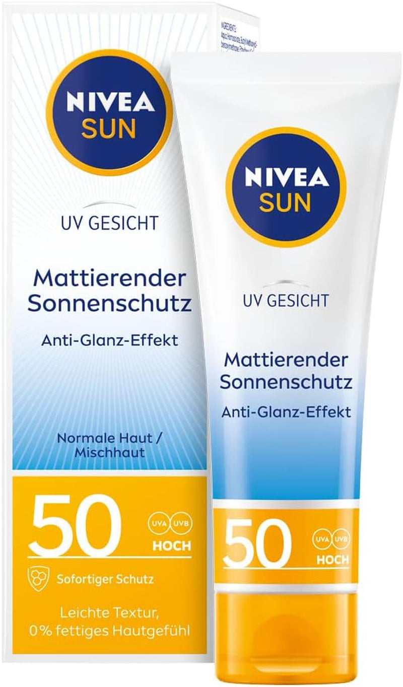 NIVEA SUN Face Cream SPF 50 - Ultimate Sun Protection & Mattifying Finish in a 50ml Tube
