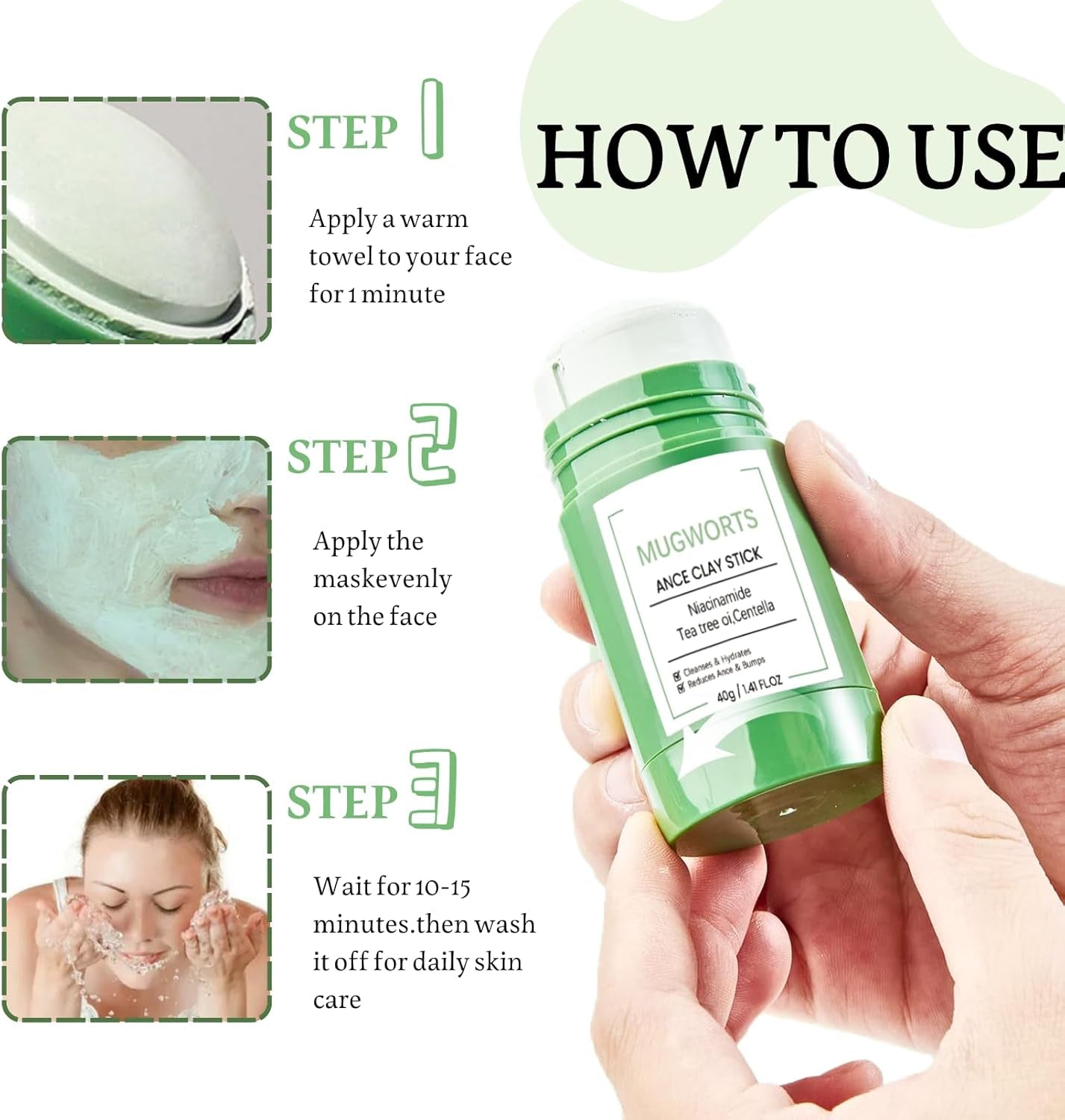 Revitalize Your Skin with the Green Tea Deep Cleanse Mask Stick - Powerful Blackhead Remover & Moisturizer for All Skin Types