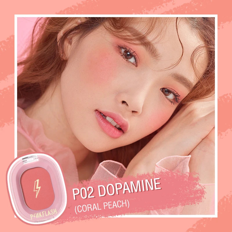 PINKFLASH Makeup Blush Matte Sun-Finish Long Lasting Face Blusher Contour Powder Beauty Peach Pink Korean Makeup Blush