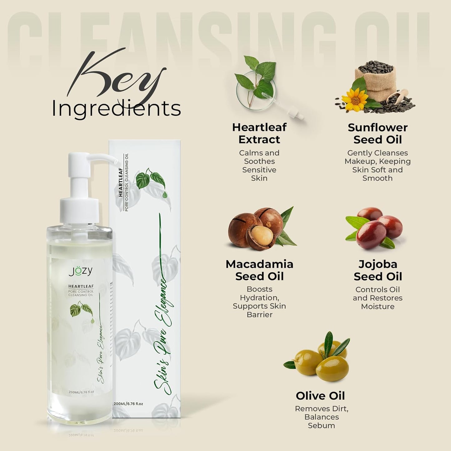 Pore Cleansing Oil – Lightweight Makeup & Blackhead Remover | Rose Fragrance, Hydrating | Gentle Botanical Cleanser for Sensitive Skin | Asian Skincare | C-Beauty’S Answer to Glass Skin (200 Ml)