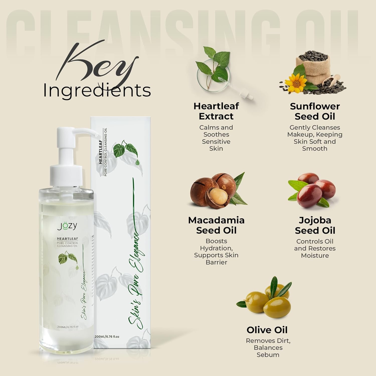 Pore Cleansing Oil – Lightweight Makeup & Blackhead Remover | Rose Fragrance, Hydrating | Gentle Botanical Cleanser for Sensitive Skin | Asian Skincare | C-Beauty’S Answer to Glass Skin (200 Ml)