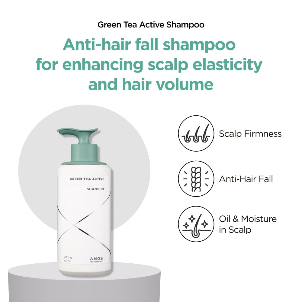 Green Tea Active Shampoo L Anti-Aging for Fine, Thinning Hair | Protects Scalp & Volumizing Hair | Clinically Proven, 16.9 Fl.Oz