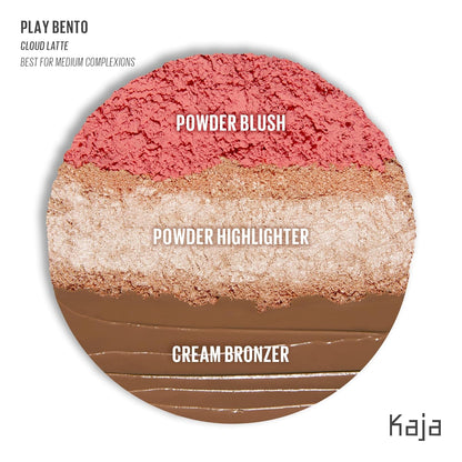 3-In-1 Blendable Sculpting Trio - Play Bento | with Mango Seed Butter, Cream Bronzer, Powder Blush, and Highlighter, 02 Cloud Latte