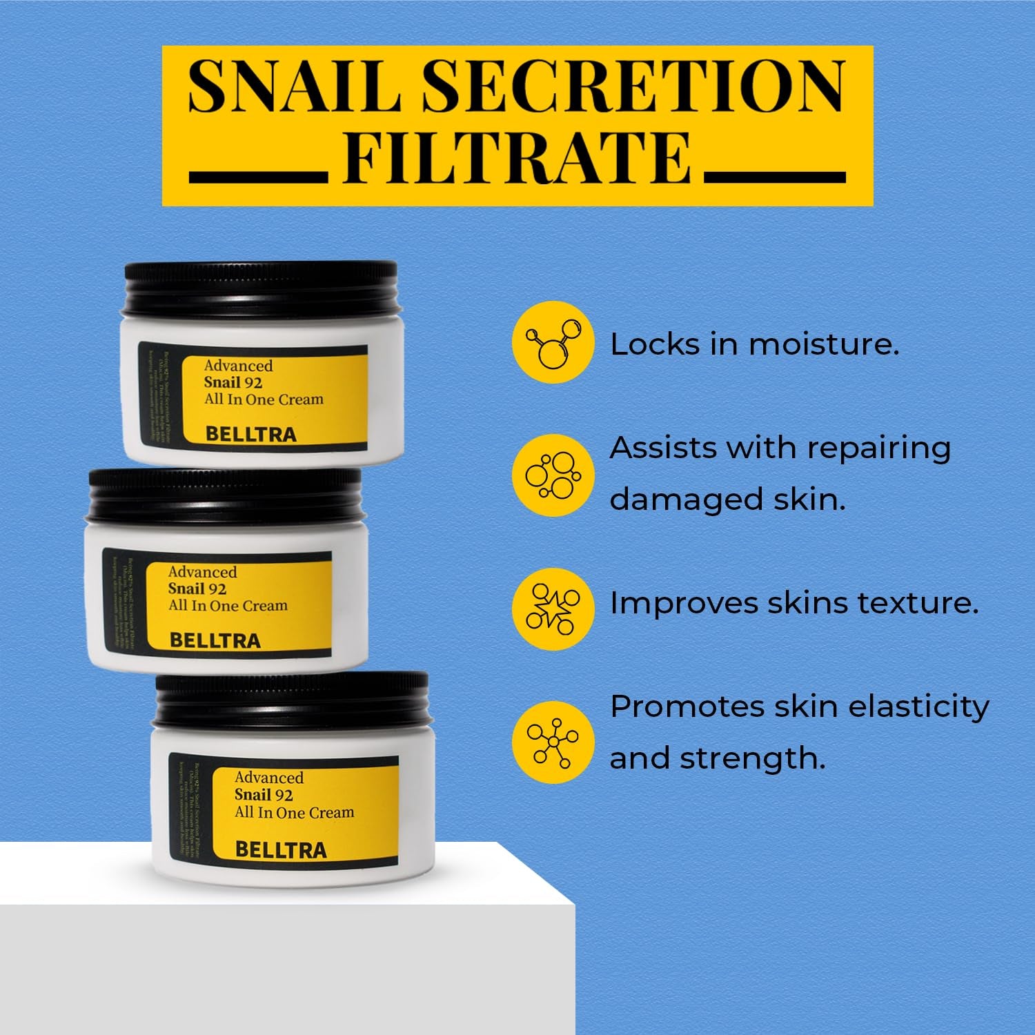 Snail Mucin 92% Moisturizer 3.52Oz/ 100G, Daily Repair Face Gel Cream for Dry, Sensitive Skin Snail Facial Skin Care Products KB Skincare Korean Skincare