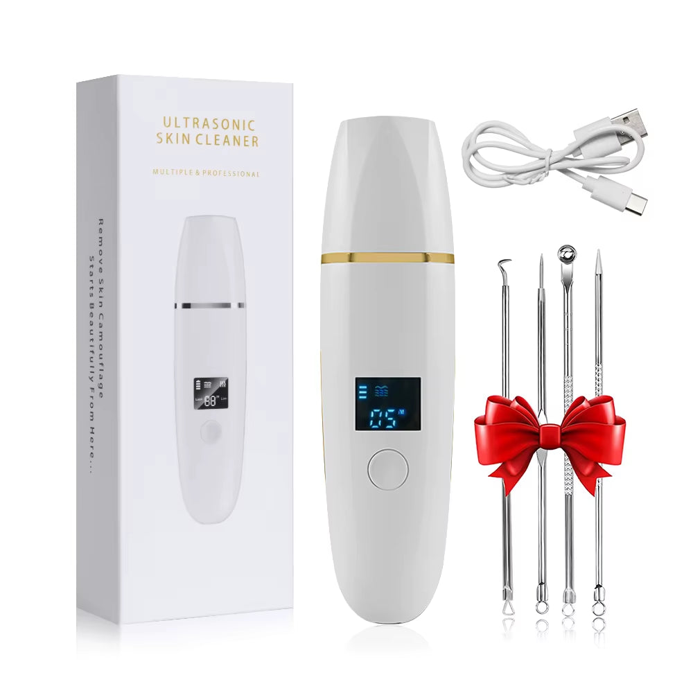 Ultrasonic Skin Scrubber Remover Blackhead Ultrasonic Peeling Facial Scrubber Shovel Deep Cleaning Face Lifting Remove Pore Acne
