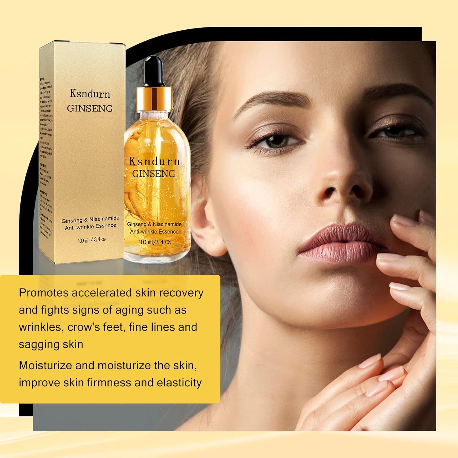 Ginseng Polypeptide Anti-Ageing Essence,  Ginseng anti Wrinkle Serum anti Aging Serum for Face - Reduce Fine Lines & Wrinkles, Hydrate & Moisturise (100ML)