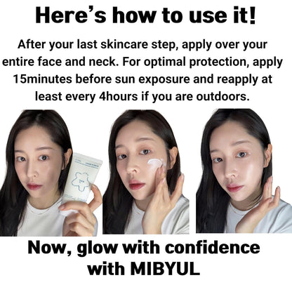 [] MIBYUL HYALURONIC ACID MOISTURE SUN ESSENCE, SPF 50, PA++++, 50Ml, Korean Vegan Sunscreen with a Moist and Smooth Application