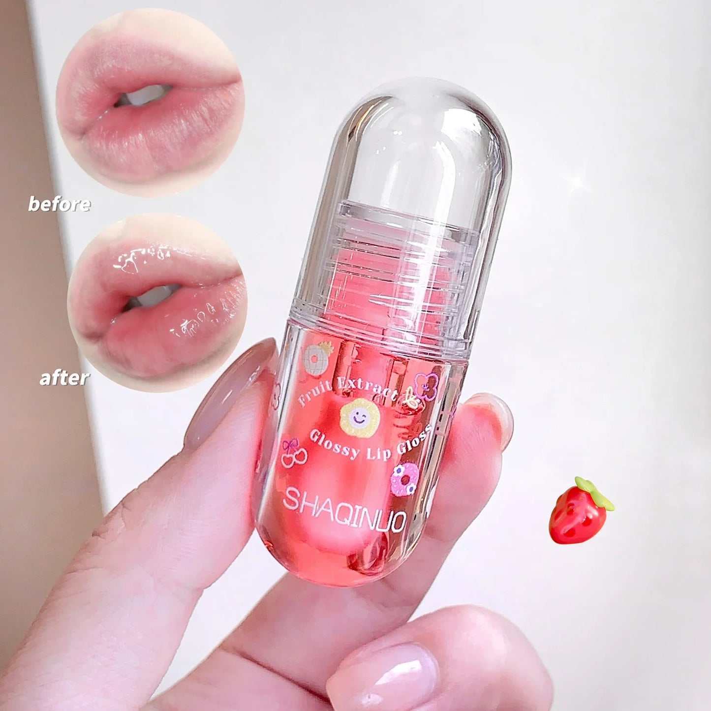 Moisturizing Fruit Lip Oil Transparent Jelly Water Light Lip Gloss Korean Sexy Clear Lips Tint Plumping Korean Lip Care Makeup