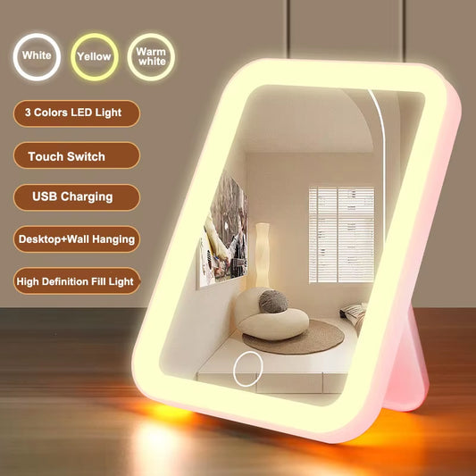 Illuminate Your Beauty: Touch Screen USB Rechargeable LED Vanity Makeup Mirror
