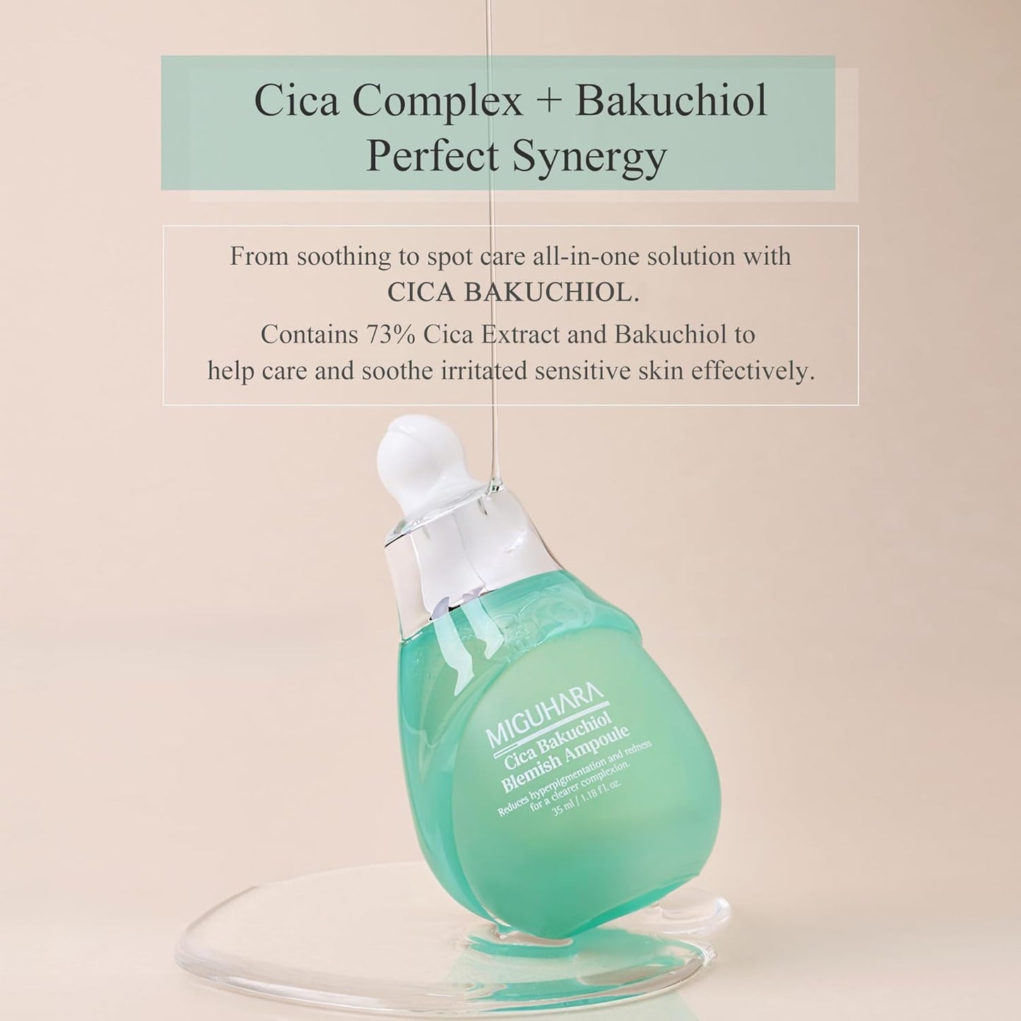 Cica Bakuchiol Blemish Ampoule - Korean Skincare Solution for Clearer Skin (35ml/1.18 Fl.Oz.)