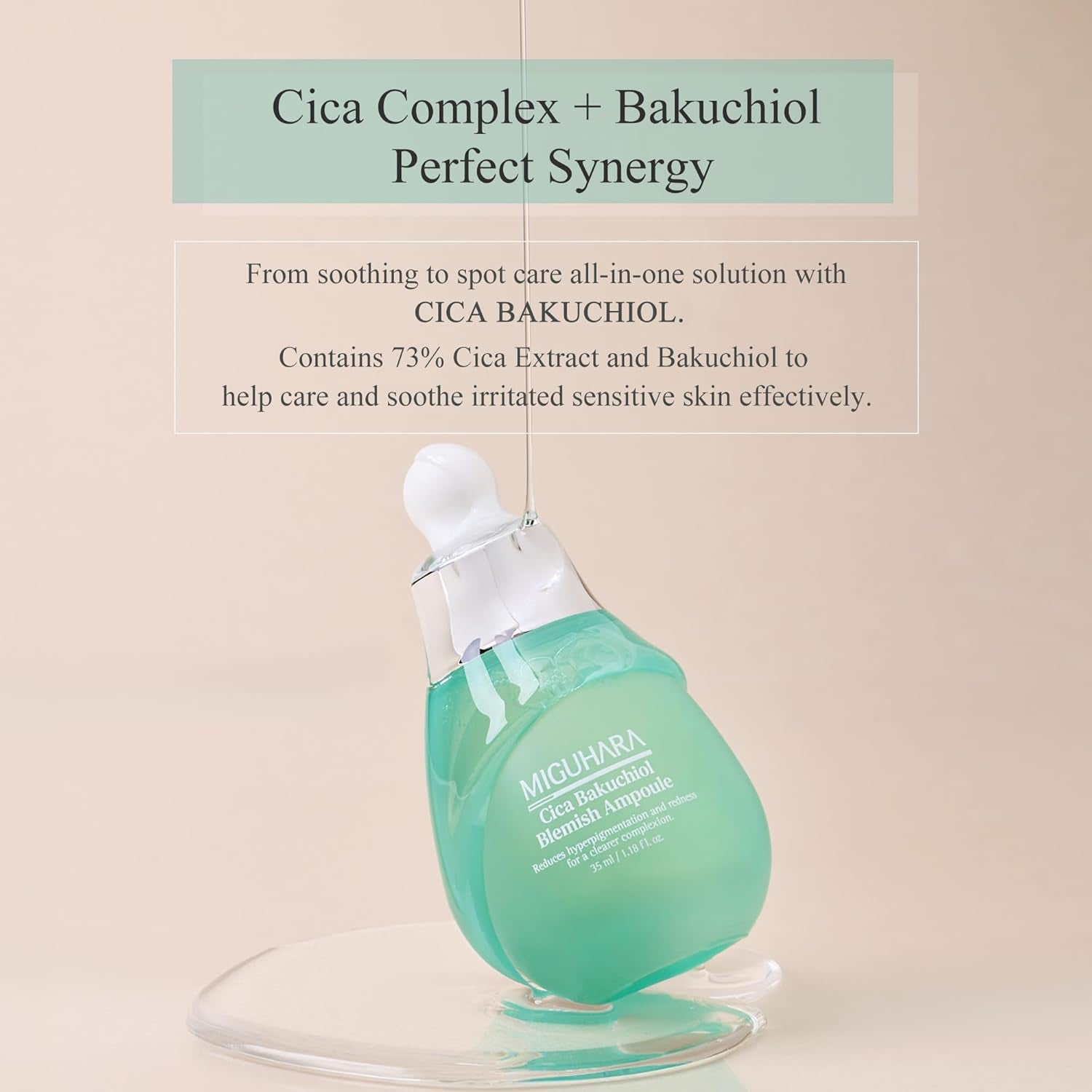 Cica Bakuchiol Blemish Ampoule - Korean Skincare Solution for Clearer Skin (35ml/1.18 Fl.Oz.)