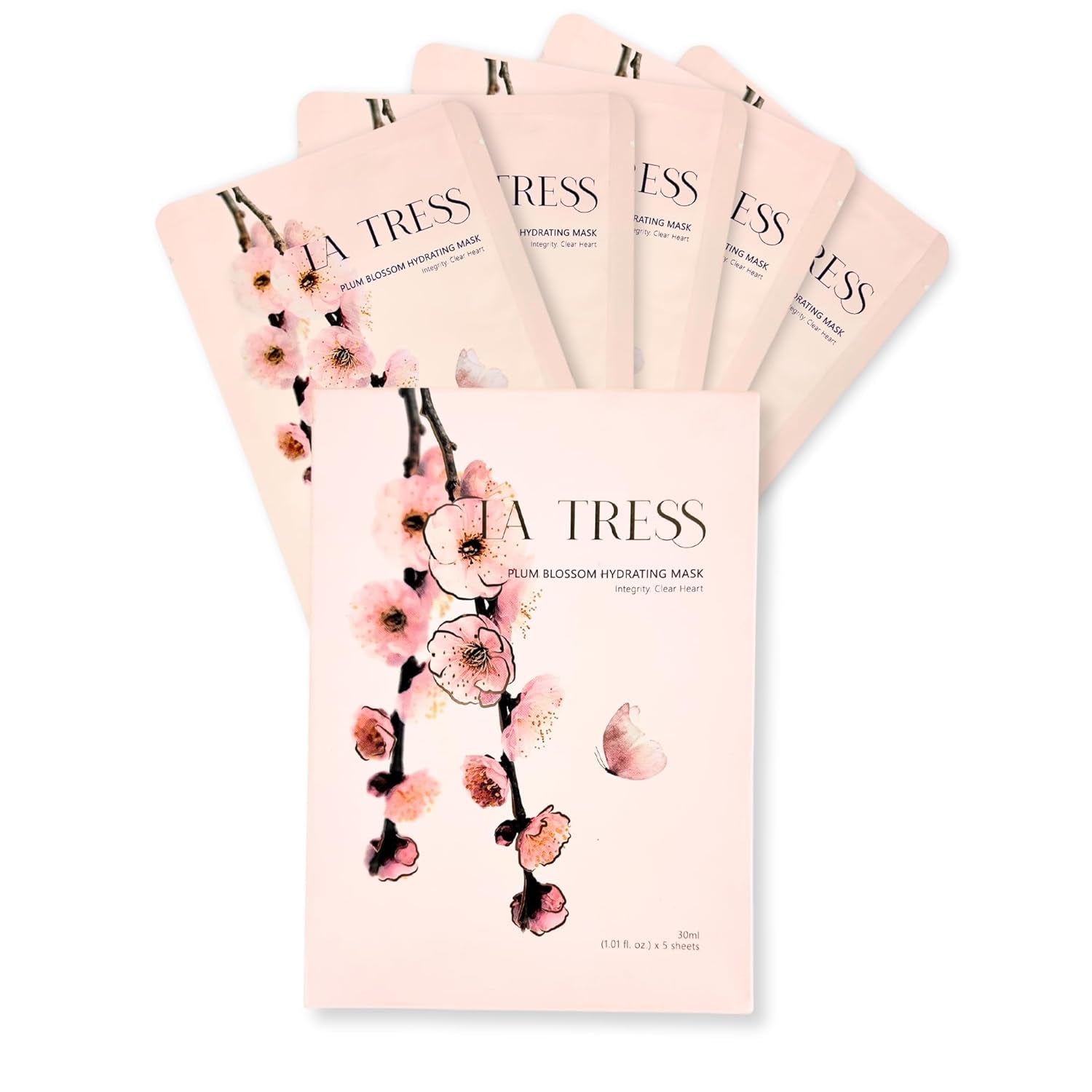 Plum Blossom Hydrating Korean Face Mask, Korean Beauty Skin Care (5 Sheets)