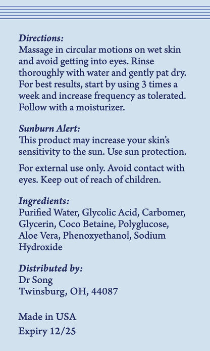 Korean Skin Care -  Glycolic Acid Face Wash - Exfoliating Face Wash with 10% Glycolic Acid, AHA for anti Aging, Acne and Wrinkles Korean Beauty