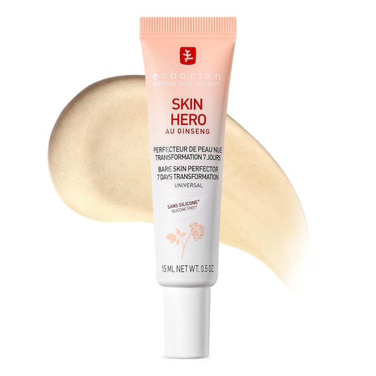 Skin Hero with White Ginseng, Facial Concealer and Makeup Primer - Non-Tinted Bare Skin Perfecting Face Moisturizer Smooths, Blurs & Illuminates Skin - Silicone Free Korean Skincare