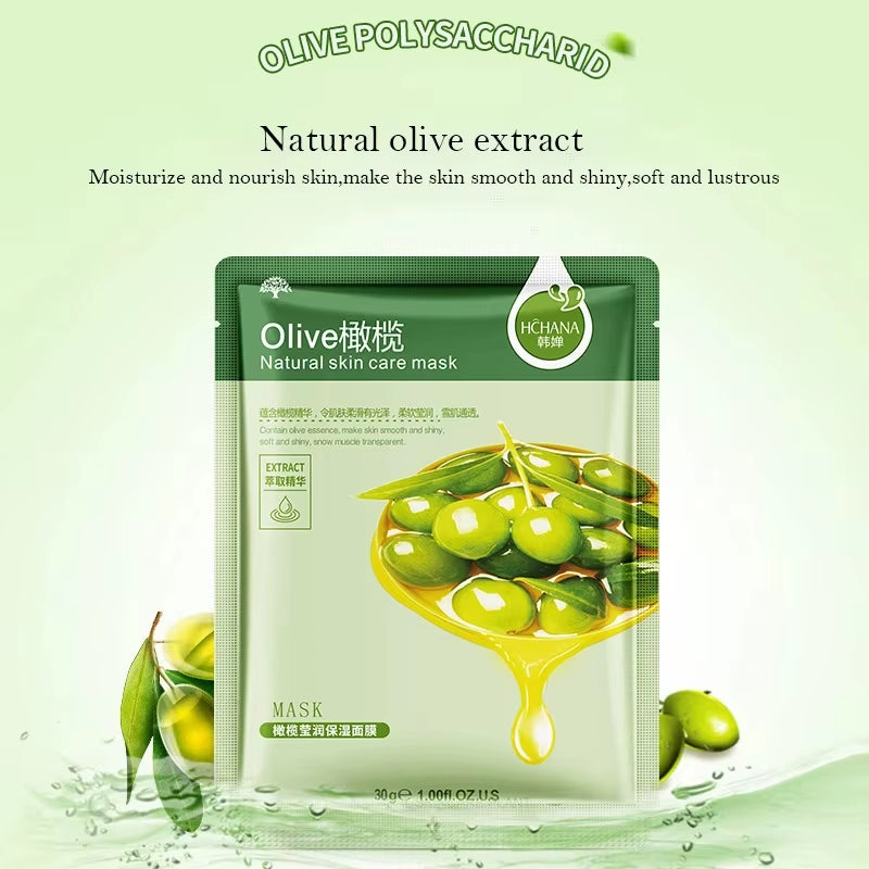 30Pcs Natural Plant Facial Mask Moisturizing Oil Control Anti-Aging Fruit Aloe Korean Sheet Face Mask Beauty Skin Care Prodcuts