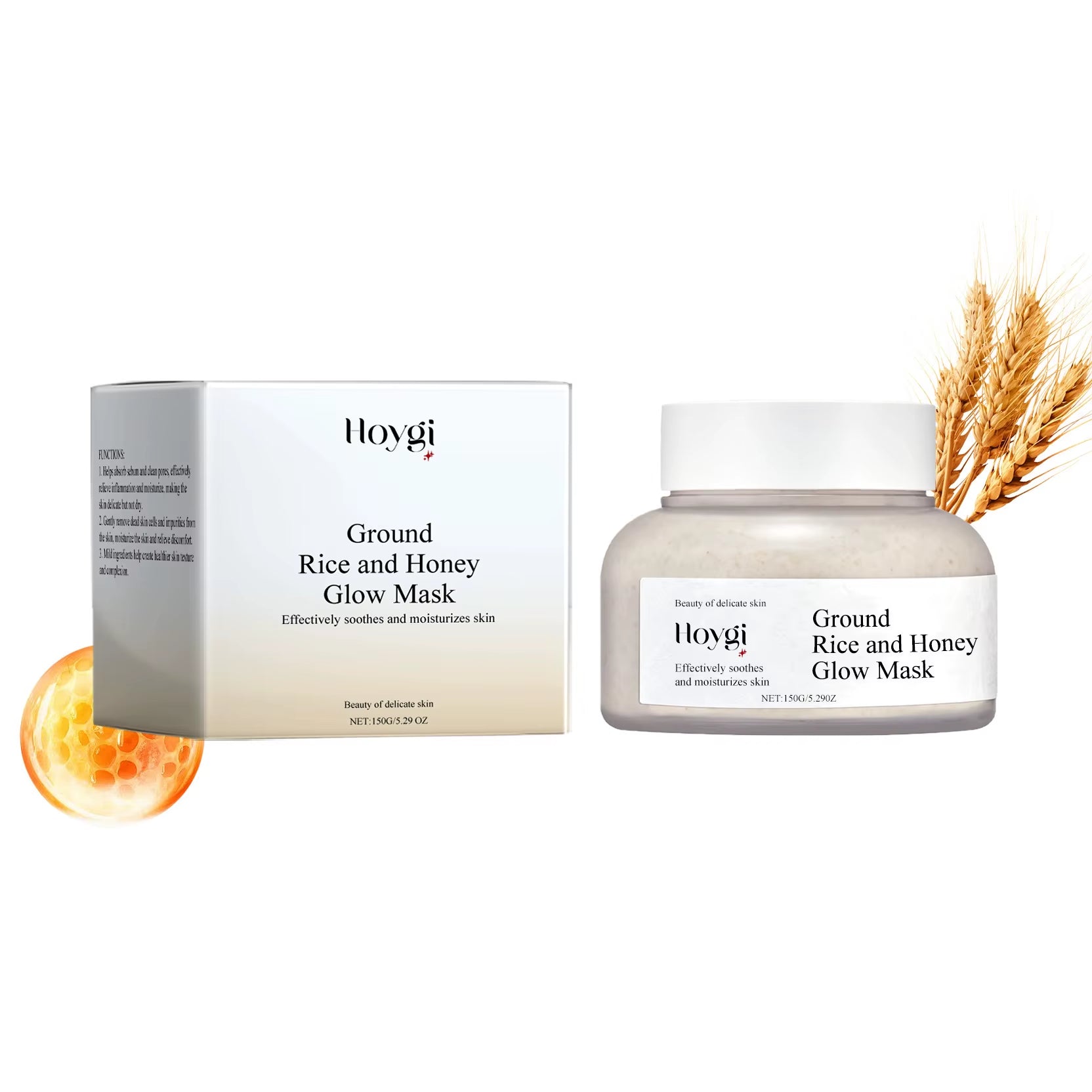 Revitalize Your Skin with the Hoygi Rice Raw Pulp Moisturizing Mask - Fade Dark Spots & Hydrate for Sensitive Skin