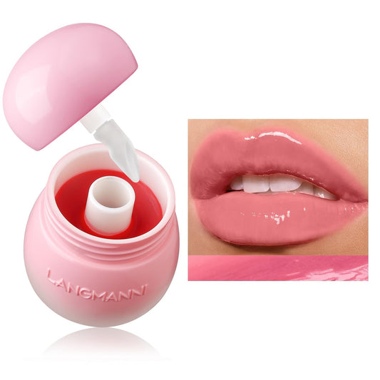 Mushroom Milk Can Lip Jelly Lipstick, Silicone Brush Head Pudding Glow Korean Lip Tint Lip Balm, Nourishing Moisturizing Smoothing Glossy Finish Lip Gloss (#01)